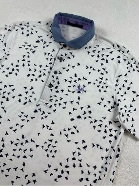 SOLD Greyson Crownastie polo shirt men’s medium birds Allover print golf per